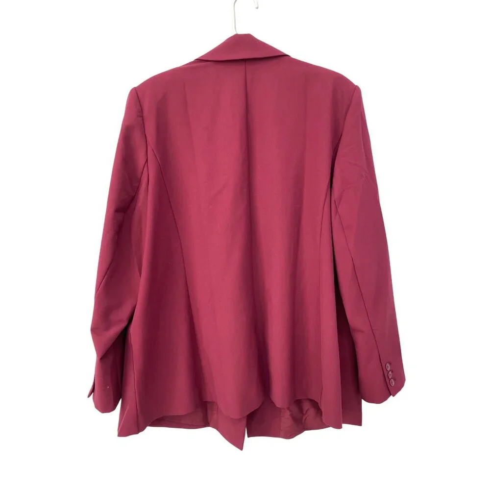 Lane Bryant Single Button Blazer Jacket Womens 26 Maroon Lined Business Casual